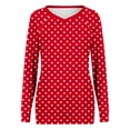 thumbnail image 5 of VgaVtl Tee Shirts for Women Plus Size Long Sleeve V-Neck Tops Women Layering Pullover Red Loose Polka Dots Casual Shirts,XXL, 5 of 5