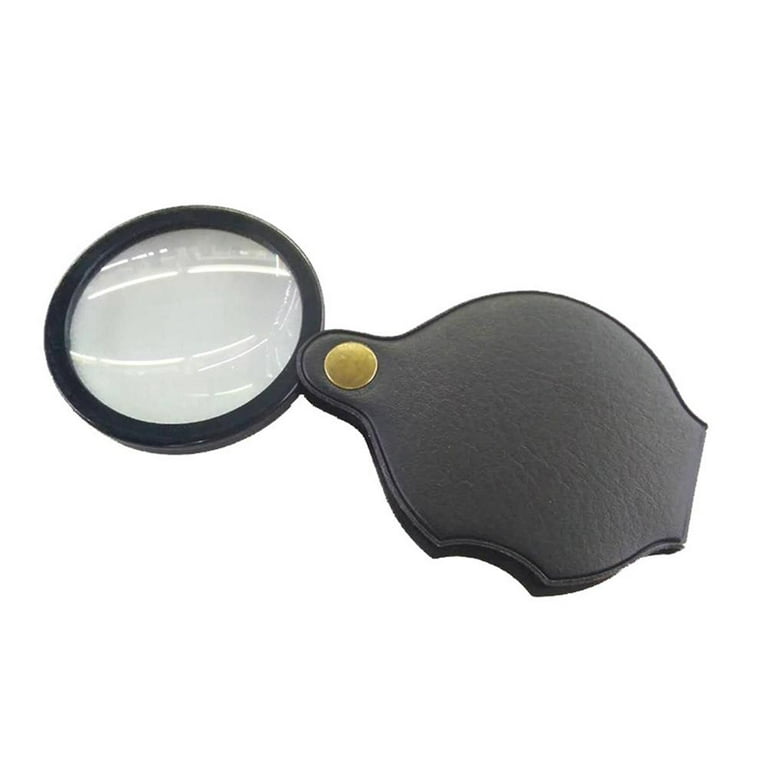 Unique Bargains 10X Pocket Folding Magnifier Reading Magnifying Glass with  Leather Case 2.36 Black 