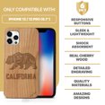 thumbnail image 7 of Case Yard Wooden Case Outside Soft TPU Silicone Slim Fit Shockproof Wood Phone Cover for Girls Boys Men and Women Supports Wireless Charging California Grizzly Design case for iPhone-12/12-Pro, 7 of 7