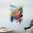 thumbnail image 1 of Sports Tapestry, Diamond Shape Rugby Ball Sketch with Colorful Doodles Professional Equipment League, Wall Hanging for Bedroom Living Room Dorm Decor, 40W X 60L Inches, Multicolor, by Ambesonne, 1 of 2