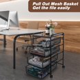 thumbnail image 4 of 3-Tier Rolling File Cart with 1 Large & 2 Small Baskets – Adjustable Hanging Organizer, 4 of 4