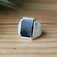 thumbnail image 4 of Black Onyx Ring, 925 Silver Ring, Square Cut Gemstone, Prong Setting Ring, Men's Signet Ring, Genuine Ring, Boho Ring, Cocktail Silver Ring, 4 of 5
