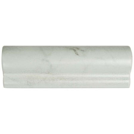 SomerTile 2x6-inch Carra Carrara Matte London Chair Rail Ceramic Wall Trim Tile (4/Pack)
