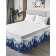 thumbnail image 4 of Retro Trees Plants Bed Skirt California King Size 18" Drop Watercolor Gary Blue Mountain Forest Ruffled Wrap Around Bed Skirts Adjustable Elastic Bedskirt Dust Ruffle for California King Size Bed, 4 of 7