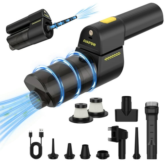 AVAPOW Car Vacuum Cleaner Cordless, 2-in-1 Air Duster & Vacuum Cleaner, 18000Pa Handheld Car Vacuum with LED Light for Car, Pet Hair