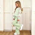 thumbnail image 6 of CYRBOKO Girls 2‑Piece Outfit Set, Bow Casual Elastic Waist Fall Winter Long Sleeve Tops and Flare Pants Green Size 13-14 T, 6 of 8