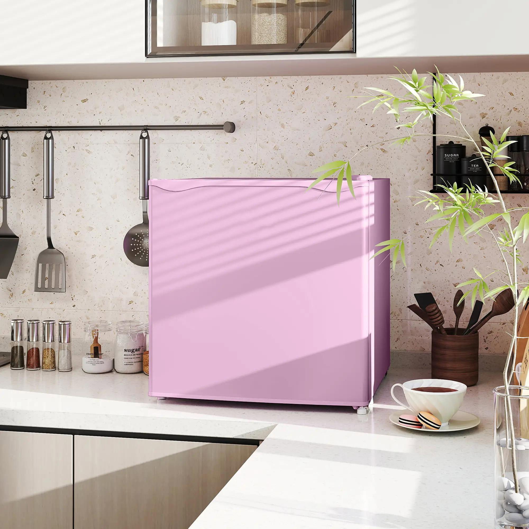 Resenkos 1.1 Cu.Ft Countertop Mini Freezer, Compact Upright Freezer with Removable Shelves, Pink