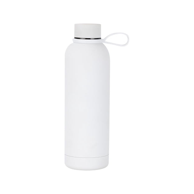 Botella de agua portátil para deportes al aire libre, taza aislada de boca pequeña de acero inoxidable con mango portátil, 500ml