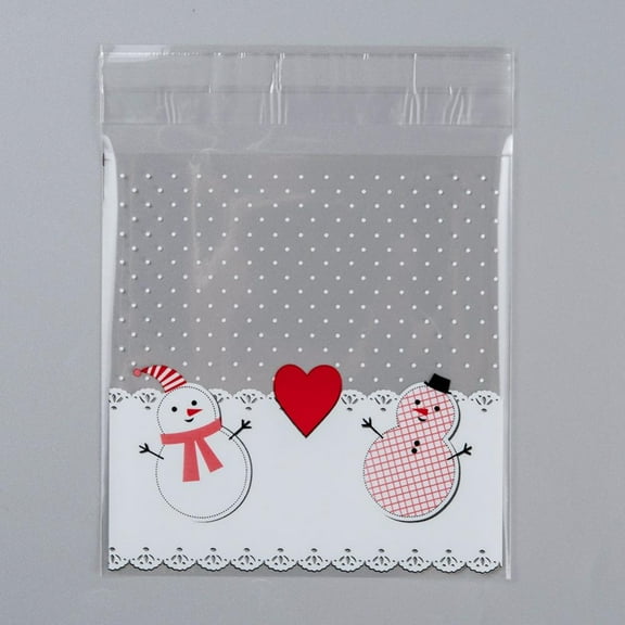 Happy Christmas Cookie Candy Bread Packaging Bags Self-adhesive Plastic Bags Colorful 13x10cm Unilateral Thickness: 0.035mm Inner Measure: 10x10cm about 95~100pcs/bag