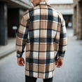 thumbnail image 4 of Mens Plaid Trench Coat Single Casual Long Jackets Button Down Lapel Shirt Jacket Fashion Thick Warm Overcoat, 4 of 4