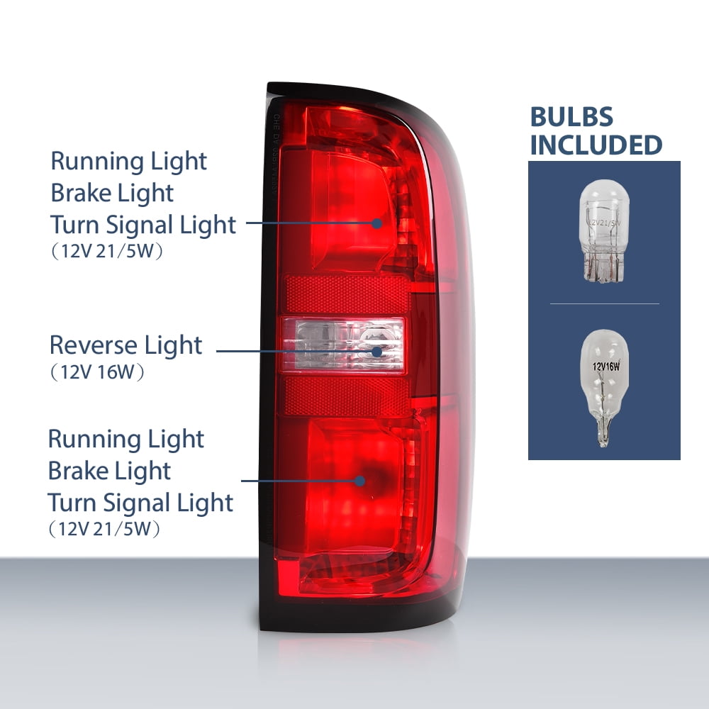 PIT66 Tail Light w/Bulbs Right Passenger Side Fit for Chevy Colorado 2015-2022 Fit for 4-Door Crew Cab and 4-Door Extended Cab Only