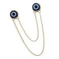 thumbnail image 4 of Broche con borla y cadena para cuello de camisa, unisex, con ojos azules dorado, 4 of 9