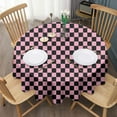 thumbnail image 3 of Black and Pink Checkerboard Pattern Round Tablecloth 60"x60",Wrinkle Wipeable Table Cloth for Kitchen Dining Room Picnic Patio Party, 3 of 6