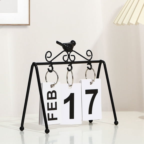 KYAIGUO Vintage Calendar Decorations, Table Flip Calendar, Office Ornaments, Reusable Flip Chart(Black)