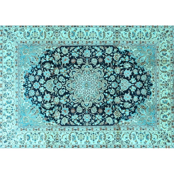 Ahgly Company Indoor Rectangle Persian Light Blue Traditional Area Rugs, 8' x 12'