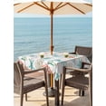 thumbnail image 3 of Outdoor Tablecloths with Umbrella Hole & Zipper, Teal Red Jellyfish Coastal 54x54 Inch Square Tablecloths, Vintage Beach Coral Starfish Nautical Waterproof Table Cloth, Patio/Pool Table Covers, 3 of 8