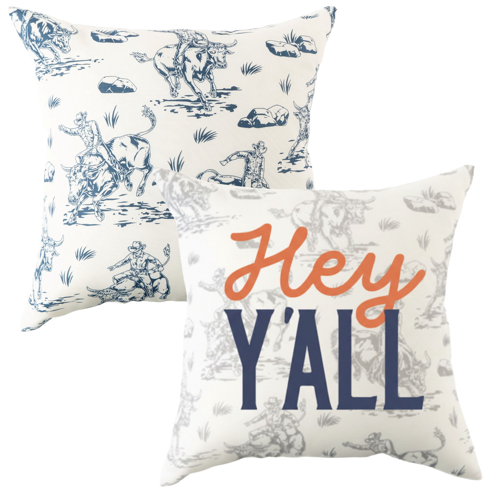 Mainstays 16 in x 16 in Texas Hey Y'all Outdoor Pillow, Multi-color
