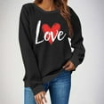 thumbnail image 2 of Enjoytime Valentines Day Womens Sweatshirt Heart Printed Crewneck Long Sleeve Shirts Cute Loose Casual Pullover Tops Black XXL, 2 of 7