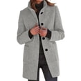 thumbnail image 2 of Fall Jacket Women Long Coats For Women Winter Coat Button Down Business Casual Long Sleeve Jackets With Pockets Light Gray S, 2 of 5