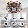 thumbnail image 3 of Ohniyou 21" Caged Ceiling Fans with Lights and Remote, Farmhouse Flush Mount Low Profile Industrial Ceiling Fan Lights for Bedroom Kitchen, 3 of 16