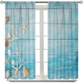 thumbnail image 2 of Beach Shell Curtains Shell Starfish Modern Style White Print Curtains for Living Room Bedroom Boys Girls Bedroom Decorative Privacy Curtains 84x84 Inch, 2 of 6