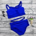 thumbnail image 4 of Women's Sexy Criss Cross High Waist Bandage 2pcs Bikini Set Swimsuit, 4 of 4