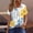 #351-Yellow, variant on Women's Square Neck Short Sleeve T-Shirt with Abstract Print, Ruffle Detail Fashion Tee for Casual Wear and Summer