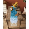 thumbnail image 5 of Ldtrchee Aqua Beach Coastal Table Runner 60 Inches, Nautical Summer Seaside Ocean Bed Runner Dresser Scarves Tabletop for Indoor Outdoor Parties/Ceremony/Banquet, 13" x 60", 5 of 8