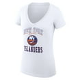 thumbnail image 2 of Women's G-III 4Her by Carl Banks White New York Islanders Super-Slim Fit Lightweight Team Logo Graphic V-Neck T-Shirt, 2 of 3