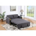 thumbnail image 2 of Pemberly Row Gray Teddy Velvet Fabric Sleeper Loveseat with Side Pockets, 2 of 6