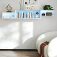 thumbnail image 3 of Lisonu 65" Floating TV Stand with LED Lights & Charging Station, Modern Wall Mounted Entertainment Center with 3 Open Shelves for Living Room, White, 3 of 15