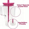 thumbnail image 4 of Glass-Clear 40oz Insulated Tumbler with Lid Straw - 8-Hour Hot Cold Lock - Leakproof Car Cup Holder Fit | BPA-Free Tritan Material | FDA-Approved Food Safe  (Pink), 4 of 8