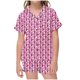 thumbnail image 1 of Odeerbi 2-12 Años Niños Niñas Pijama de Verano de Satén Con Solapa de Muesca Camisas de Manga Corta Pantalones Cortos Conjunto Suave Estampado Floral Ropa de Dormir, 1 of 6