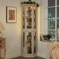thumbnail image 2 of Jopath Display Cabinet with Glass Doors, Glass Corner Cabinet With Light, Wine Cabinet with Adjustable Glass Shelves for Living Room White(Bulb Included), 2 of 9