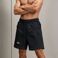 thumbnail image 6 of Besolor Men's Cargo Shorts Wide Leg Casual Loose Outdoor Running Hiking Drawstring Elastic Waist Knee Length Shorts with Pockets(X-Large,Black), 6 of 7
