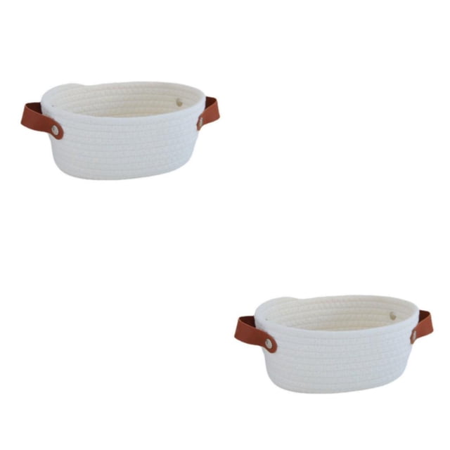 Inteprter Cesta de almacenamiento Tejido a mano Cuerda de algodón Contenedor Cestas de juguete Cesto Cosmético Armario Armario Estante Cómoda Type5 NO5
