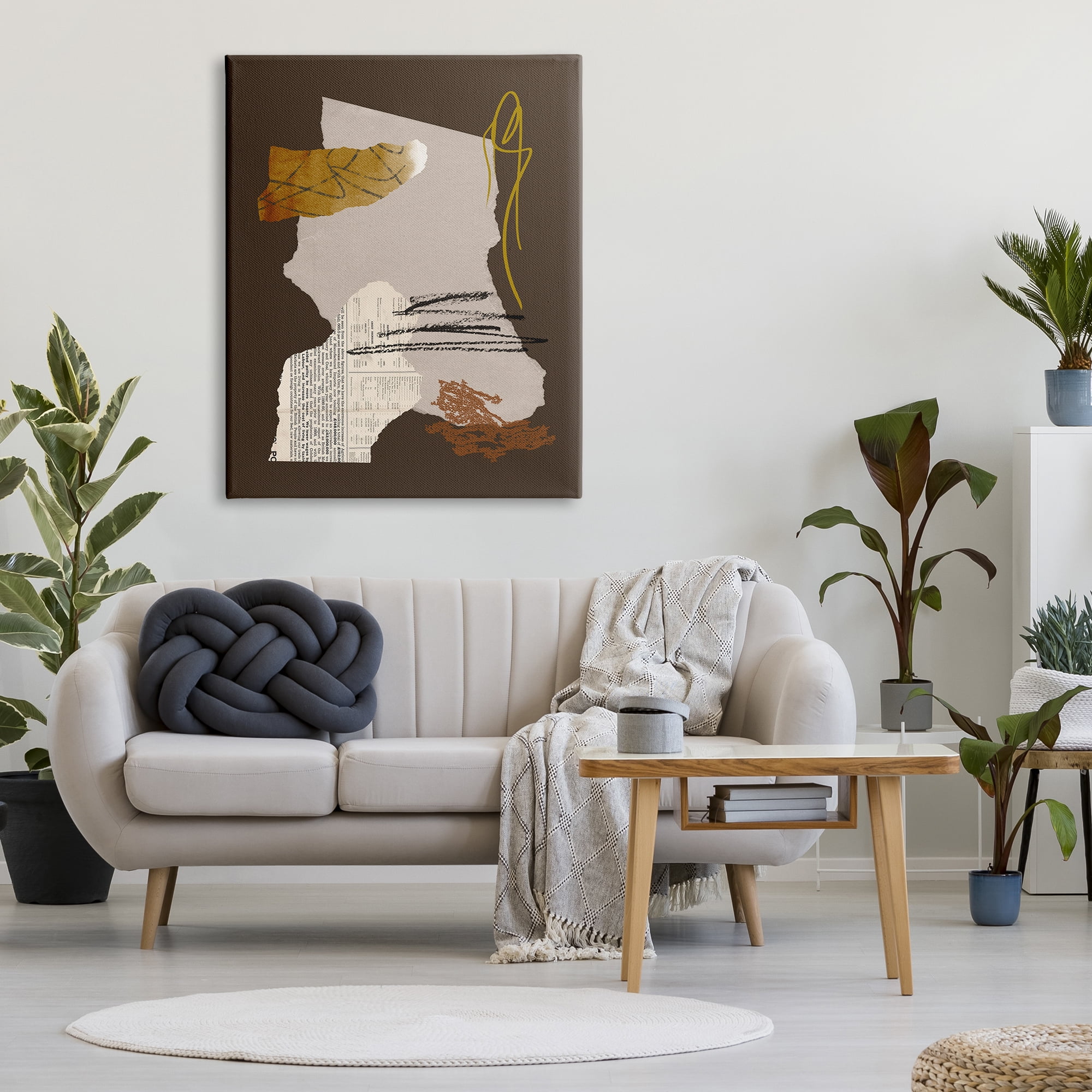 Stupell Industries Modern Collaged Shapes Abstract Layered Scribble Lines Graphic Art Gallery Wrapped Canvas Print Wall Art, Design by Melissa Wang