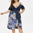 thumbnail image 1 of LSLJS Women Plus Size V-Neck Floral Print Short Sleeve Boho Dress, 1 of 7