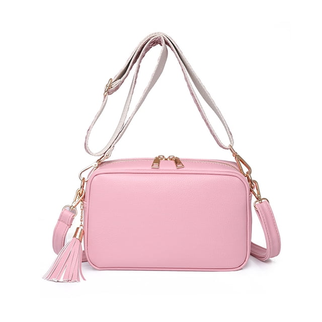 Bolso bandolera pequeño de PU de gran capacidad para niñas con un solo hombro, color rosa