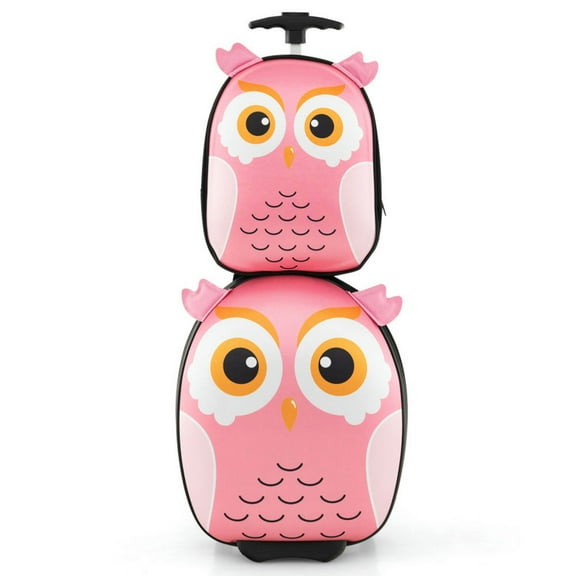 Canddidliike Lightweight and Portable Rolling Suitcase for Children-Pink, Kids Luggage with Wheels, Riding Suitcase for Kids