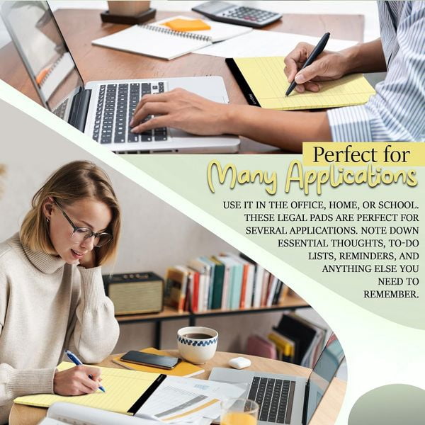Enday Legal Pads 8.5 x 11 Inch, 50 Sheets per Notepad, Note Pads, Legal Ruled Writing Pad with Perforated Pages
