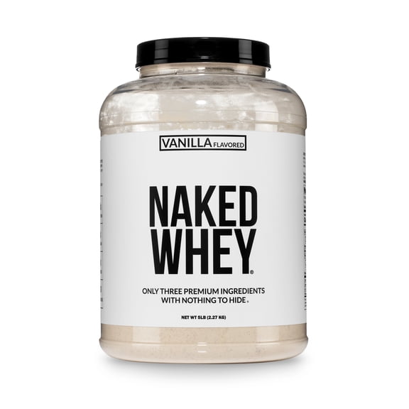 NAKED Whey Vanilla Protein - All Natural Grass Fed Whey Protein Powder Vanilla Coconut Sugar- 5Lb Bulk, GMO-Free, Soy Free, Gluten Free. Aid Muscle Recovery - 61 Servings