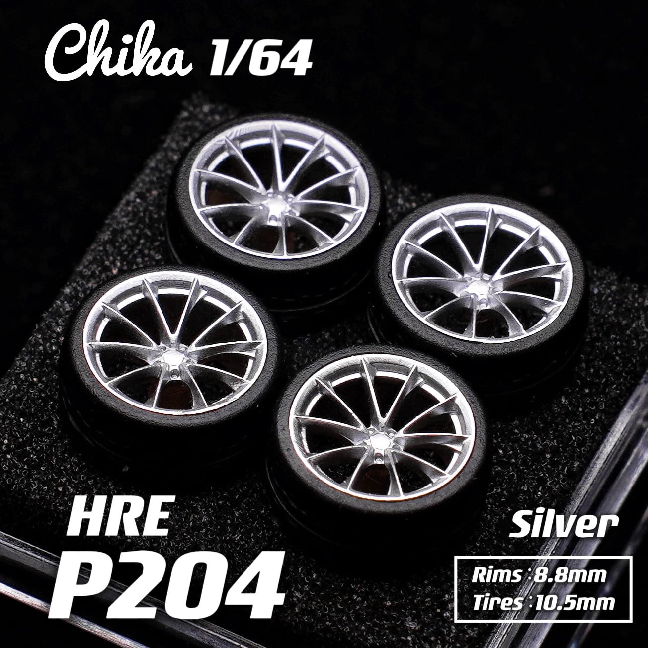 1/64 Wheels Chika HRE P204 10.5mm Conversion Wheel Static Conversion Wheel P204 10.5mm silver