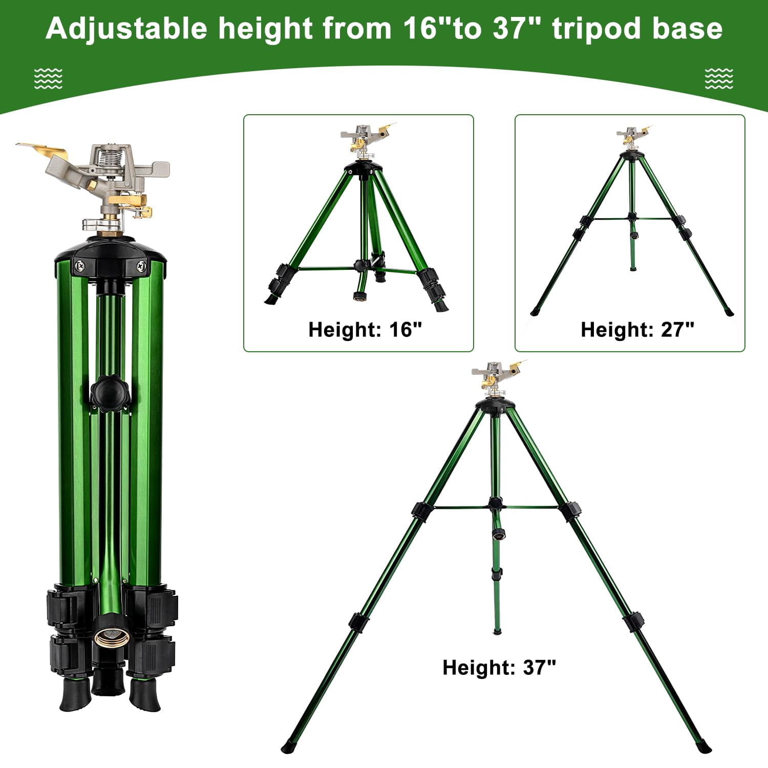 Impact Sprinkler On Tripod Base  2 Pack Lawn Sprinklers For Yard With 360 Degree Large Area Coverage Extra Tall Heavy Duty Water Lawn/yard/garden