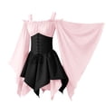 thumbnail image 4 of Dvprdro Gothic Renaissance Mini Dress for Women Long Sleeve Off Shoulder Bell Sleeve Patchwork Halloween Costumes Dresses, 4 of 6