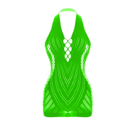 Yuhangmm Women s Sexy Neckline Jacquard Off The Shoulder Hollowed Out Mesh Dress Cutout Lingerie