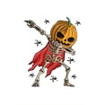 thumbnail image 2 of 1pc Women'S Casual Crew Neck T-Shirt with Geometric Pumpkin Skeleton Print, Fashionable Short Sleeve Knit Fabric Top, Comfortable All-Season Polyester Tee with Medium Stretch, 2 of 6