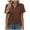 Coffee, variant on Women's Shirt V-Neck Turn-Down Collar Short Sleeve Casual T-Shirt Fitted Waist Tops Fashion Basic Tee, Hot Pink M