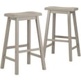 thumbnail image 3 of Weston Home 29"H Wood Saddleback Stool, Set of 2, Gray, 3 of 3