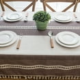 thumbnail image 5 of Enova Home High Quality Tablecloth with Tassels, Thick Rectangle Cotton and Linen Table Cover for Dining Table Decoration (Purple White ) - 54" x 78", 5 of 7